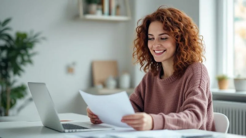Mann studiert Foerderunterlagen am Schreibtisch in einer Goettinger Wohnung